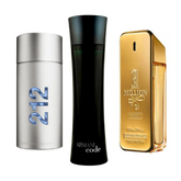 Combo promocional de 3 perfumes 212 Men NYC, Paco Rabanne One Milion y Armani Code Homme 100ml